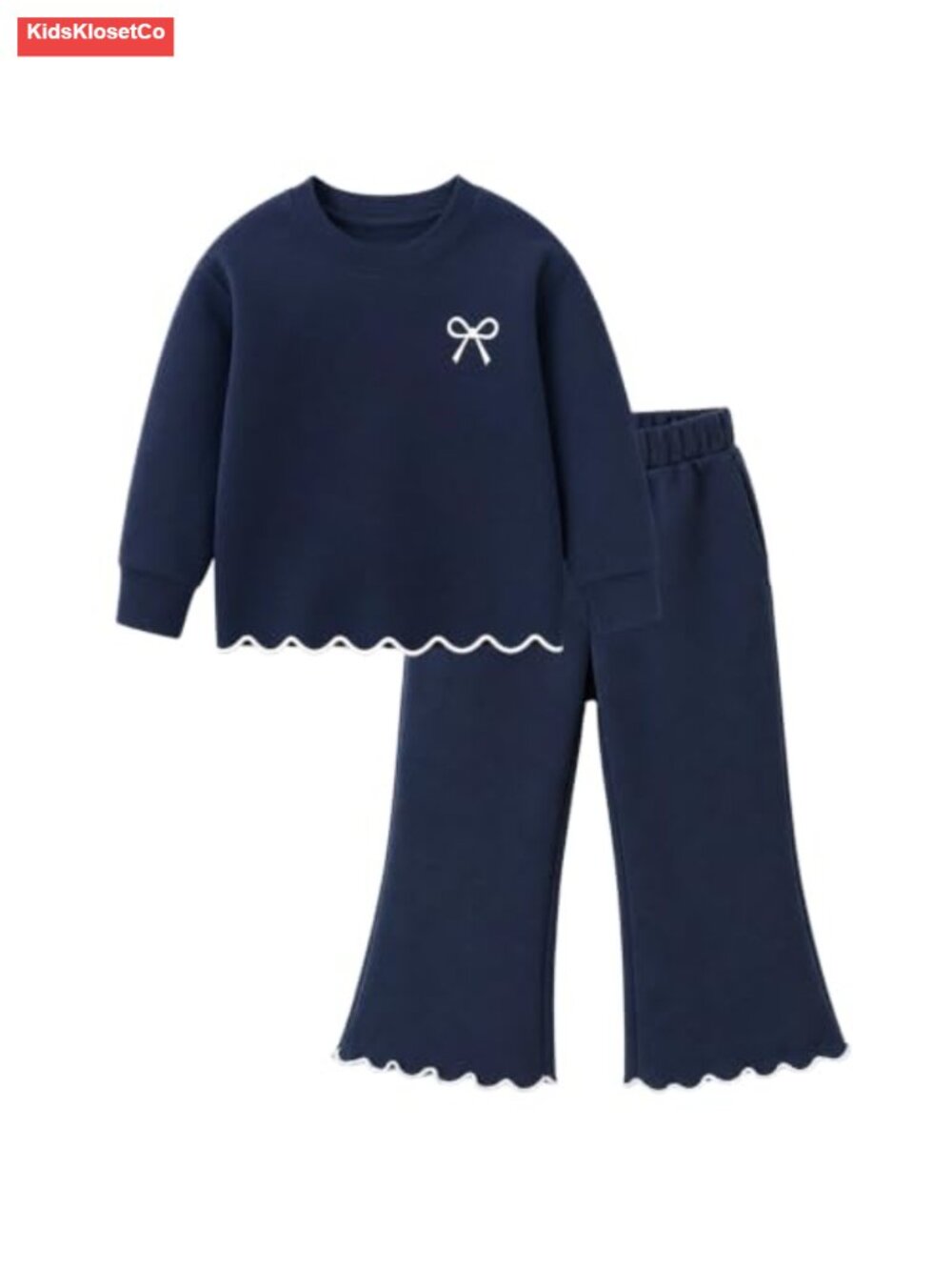 Girls 2-Piece Sweatshirt Top & Flare Pants Set, Cotton Blend